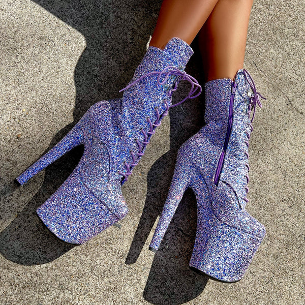 The Glitterati Xtra - Boot - CONFETTI -8INCH – Hella Heels US