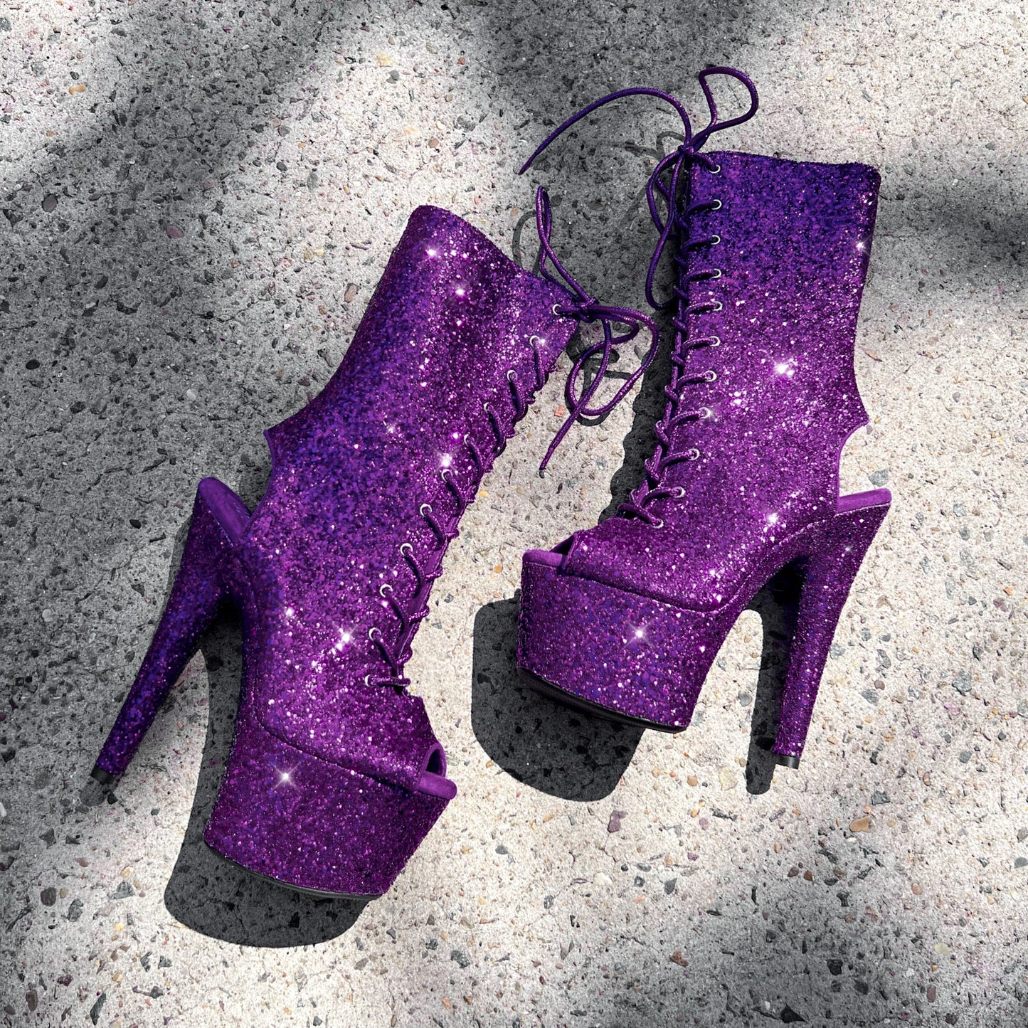 The Glitterati Xtra - OHOT Wide Fit Boot - ENIGMA PURPLE - 7INCH