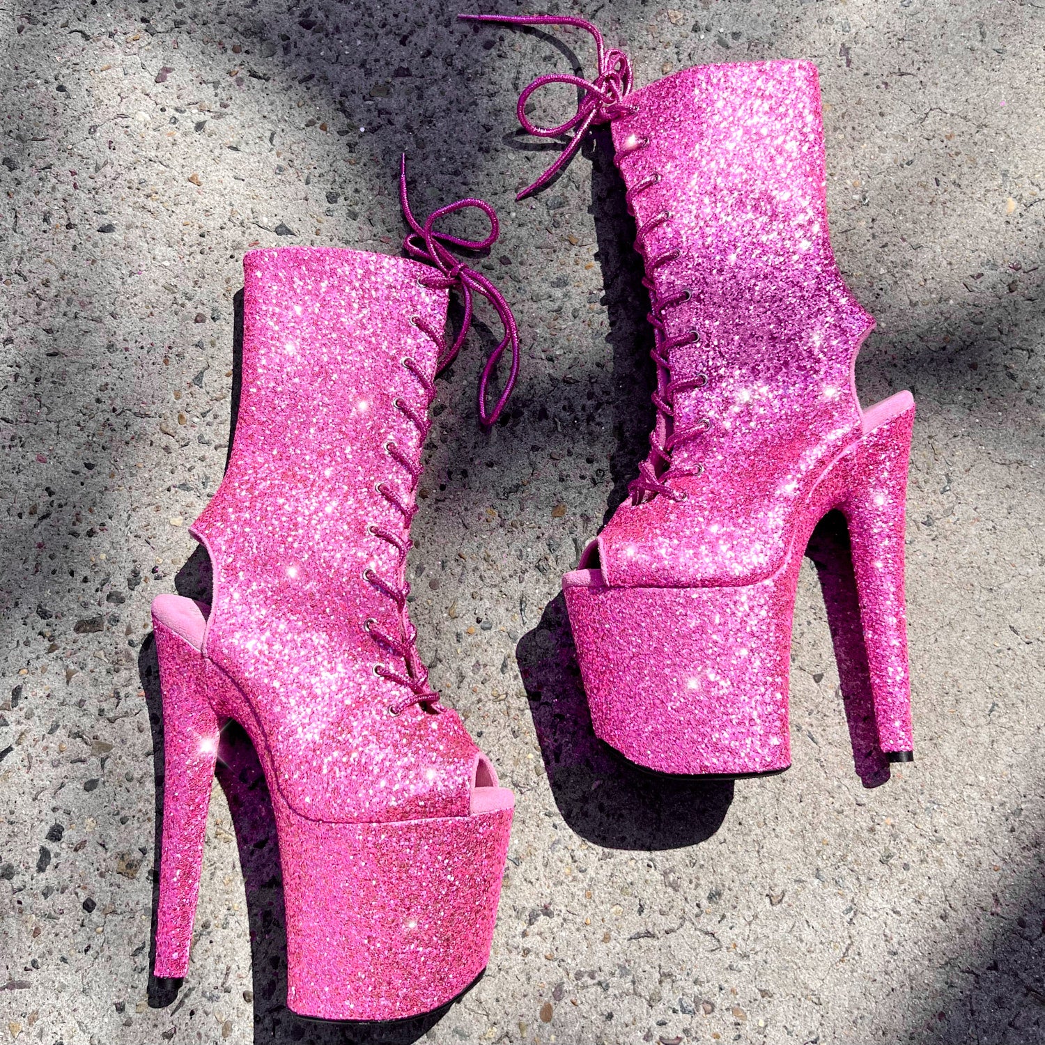 The Glitterati Xtra - OHOT Boot - LOVERGIRL PINK - 8INCH
