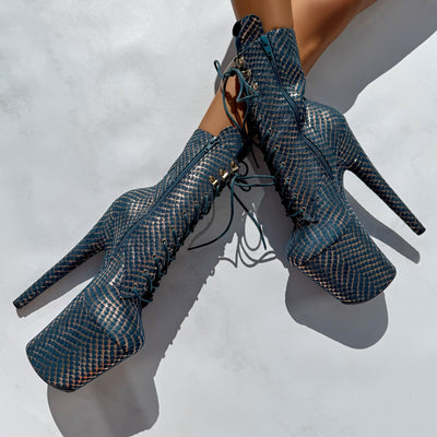 Khaleesi 3D Ring Boot - Teal - 8INCH