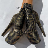 Khaleesi Ankle Boot - Black & Gold - 8INCH