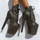 Khaleesi Ankle Boot - Black & Gold - 8INCH