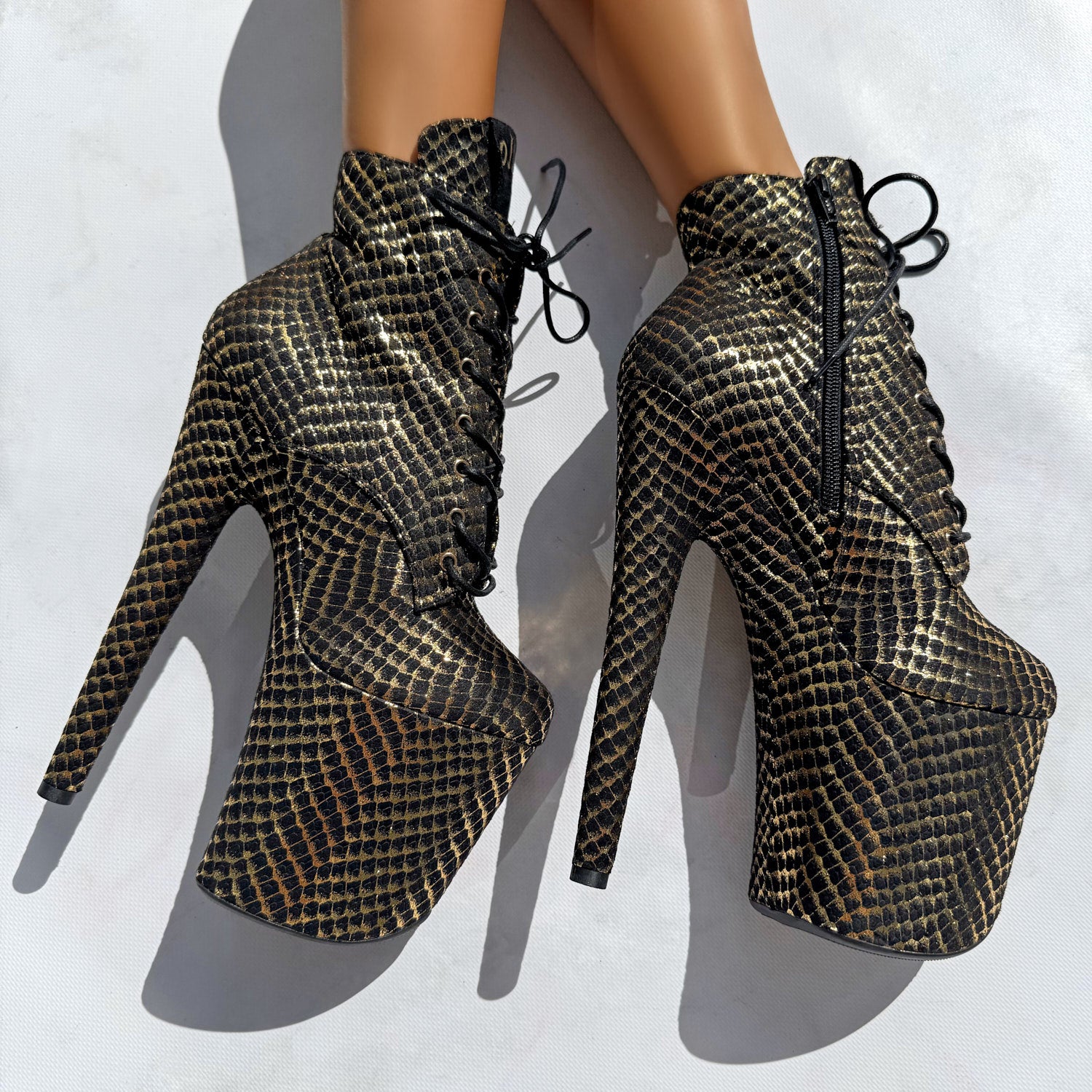 Khaleesi Ankle Boot - Black & Gold - 8INCH