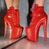 Khaleesi Ankle Boot - Red & Gold - 8INCH