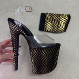 Stiletto / Open Toe Shoe Protector - Khaleesi Black & Gold - 8 INCH