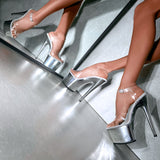 LIQUID CHROME SILVER - Classic Stiletto - 7 INCH