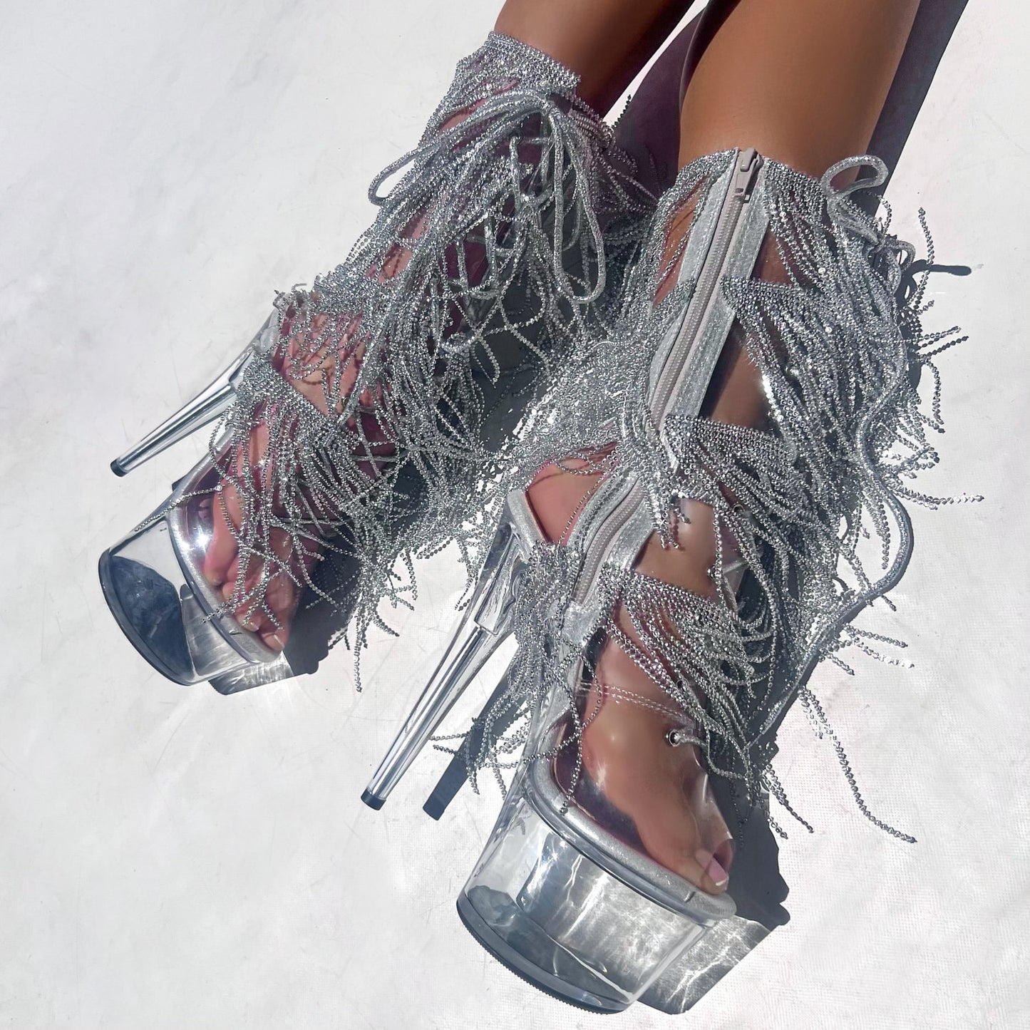 Chrome Cowgirls - OHOT Wide Fit Boot - Clear - 7 INCH