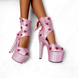 CUPID'S CHOKEHOLD - RIBBON CORSET BOOT - 7INCH