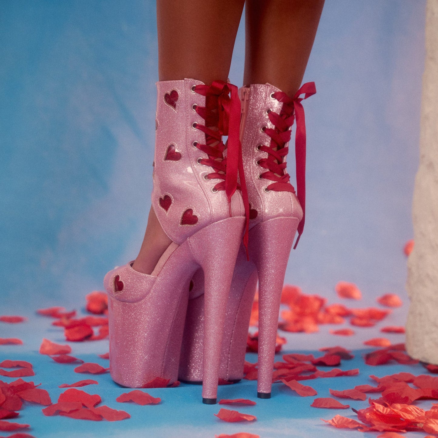 CUPID'S CHOKEHOLD - RIBBON CORSET BOOT - 8INCH