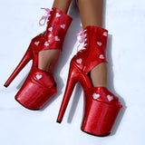 CUPID'S CHOKEHOLD RED - RIBBON WIDE FIT CORSET BOOT - 8 INCH - LIMITED ED.