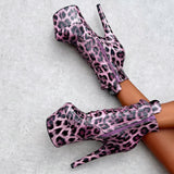 Purple Leopard Ankle Boot - 7 INCH, stripper shoe, stripper heel, pole heel, not a pleaser, platform, dancer, pole dance, floor work