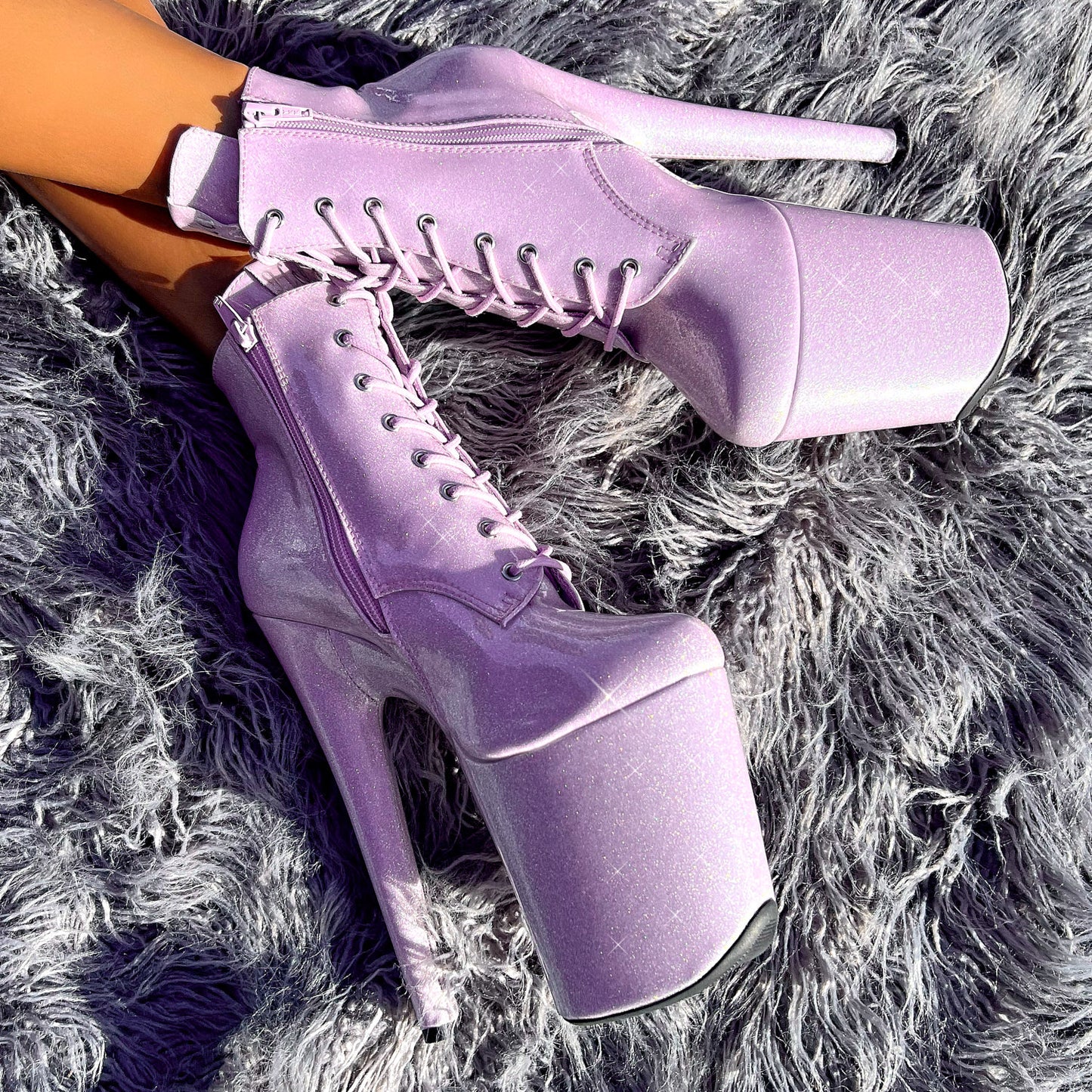 The Glitterati Ankle Boot - Lilac Lovers - 8 INCH, stripper shoe, stripper heel, pole heel, not a pleaser, platform, dancer, pole dance, floor work