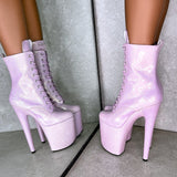 The Glitterati Boot - Lilac Lovers - 8 INCH, stripper shoe, stripper heel, pole heel, not a pleaser, platform, dancer, pole dance, floor work