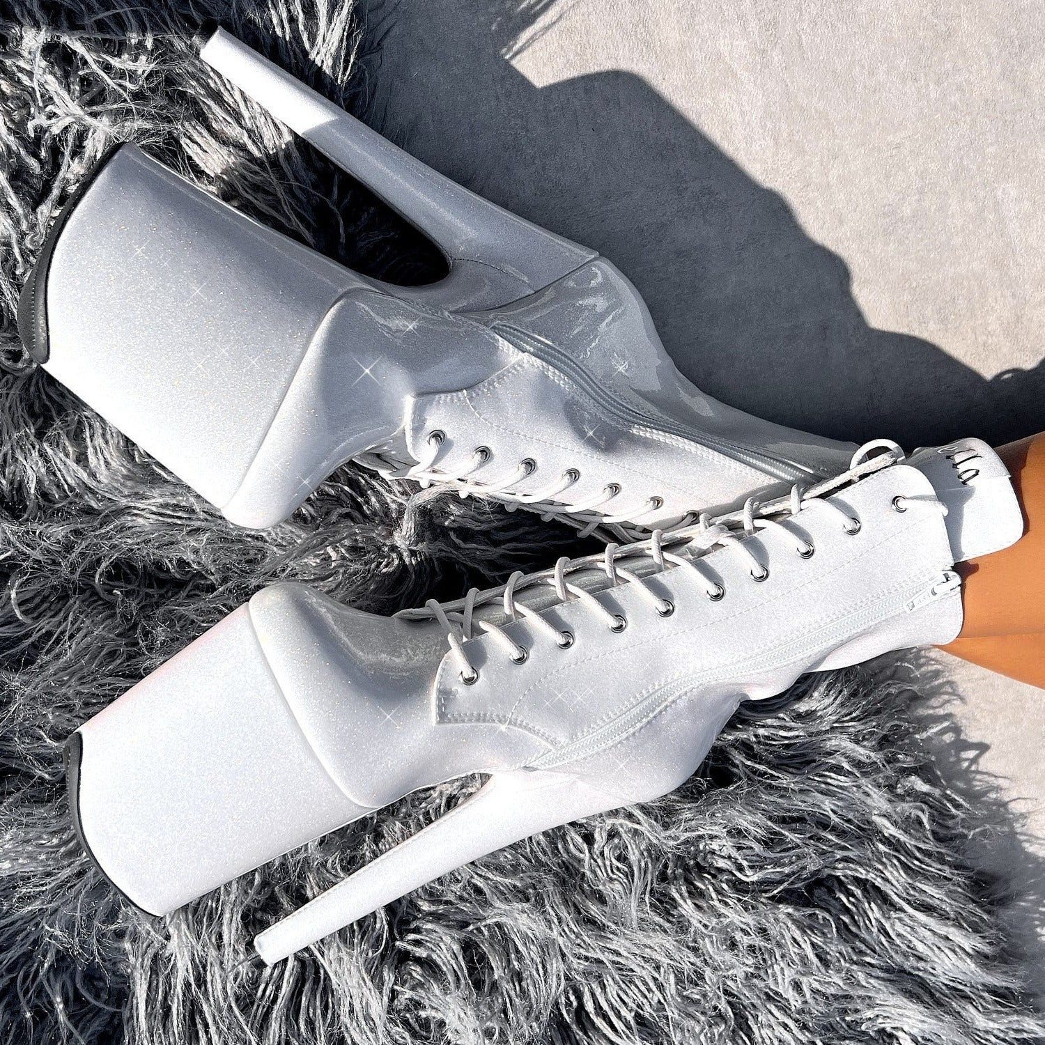 The Glitterati Boot - Snow Kween - 8 INCH, stripper shoe, stripper heel, pole heel, not a pleaser, platform, dancer, pole dance, floor work