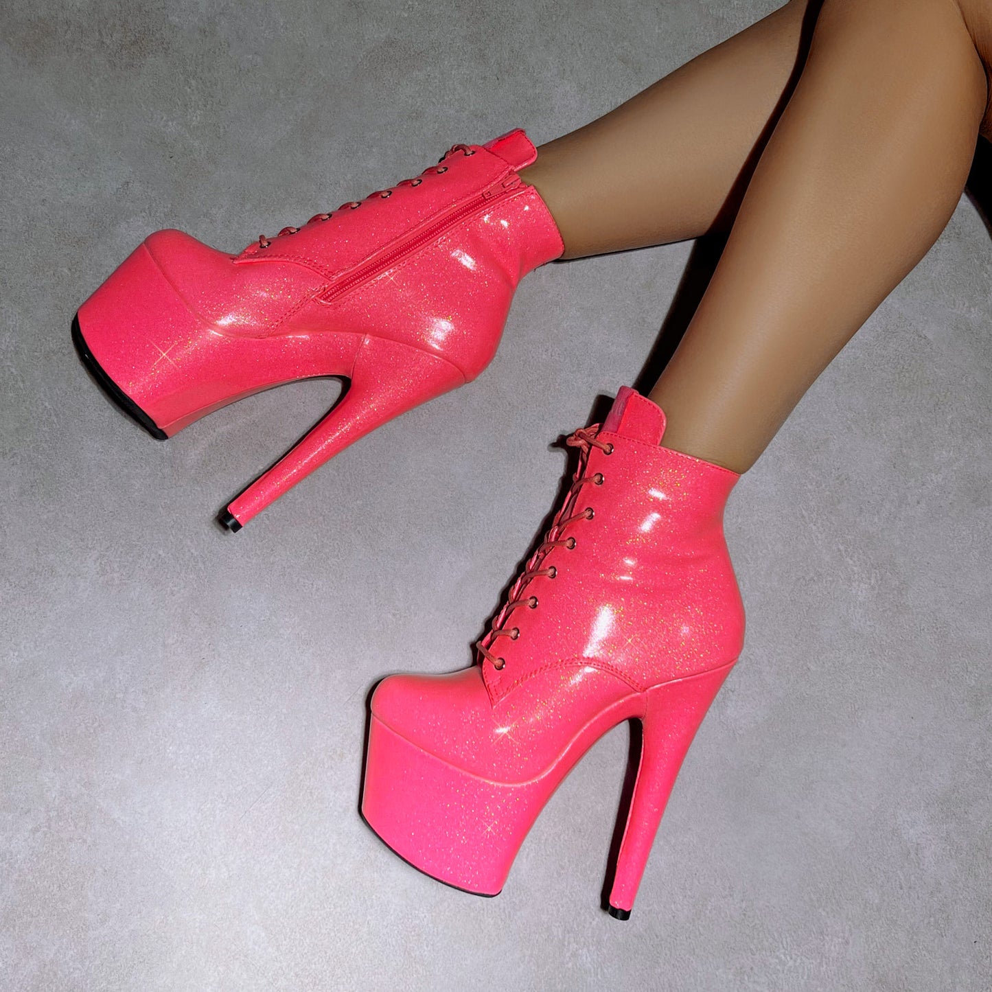 The Glitterati Ankle Boot - Juicy Pink Burst - 7 INCH