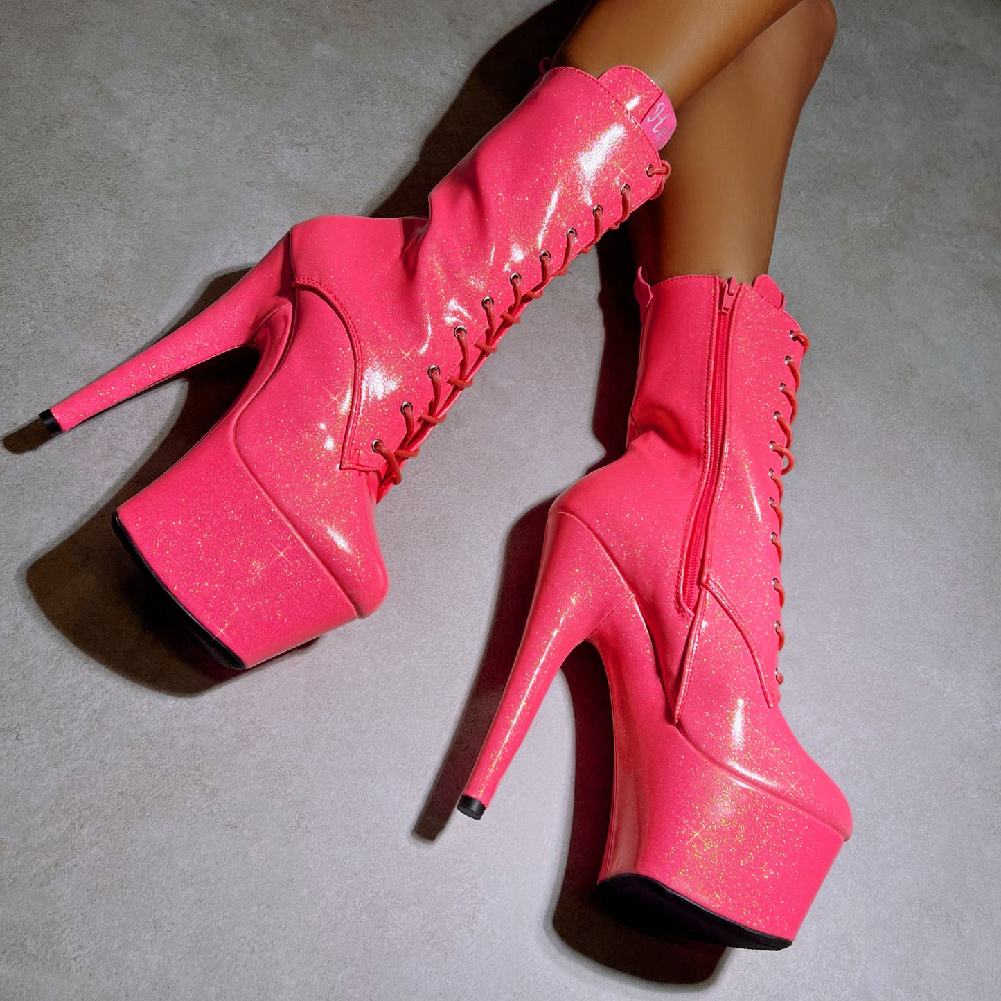 The Glitterati Boot - Juicy Pink Burst - 7 INCH