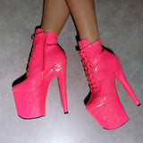 The Glitterati Ankle Boot - Juicy Pink Burst - 8 INCH