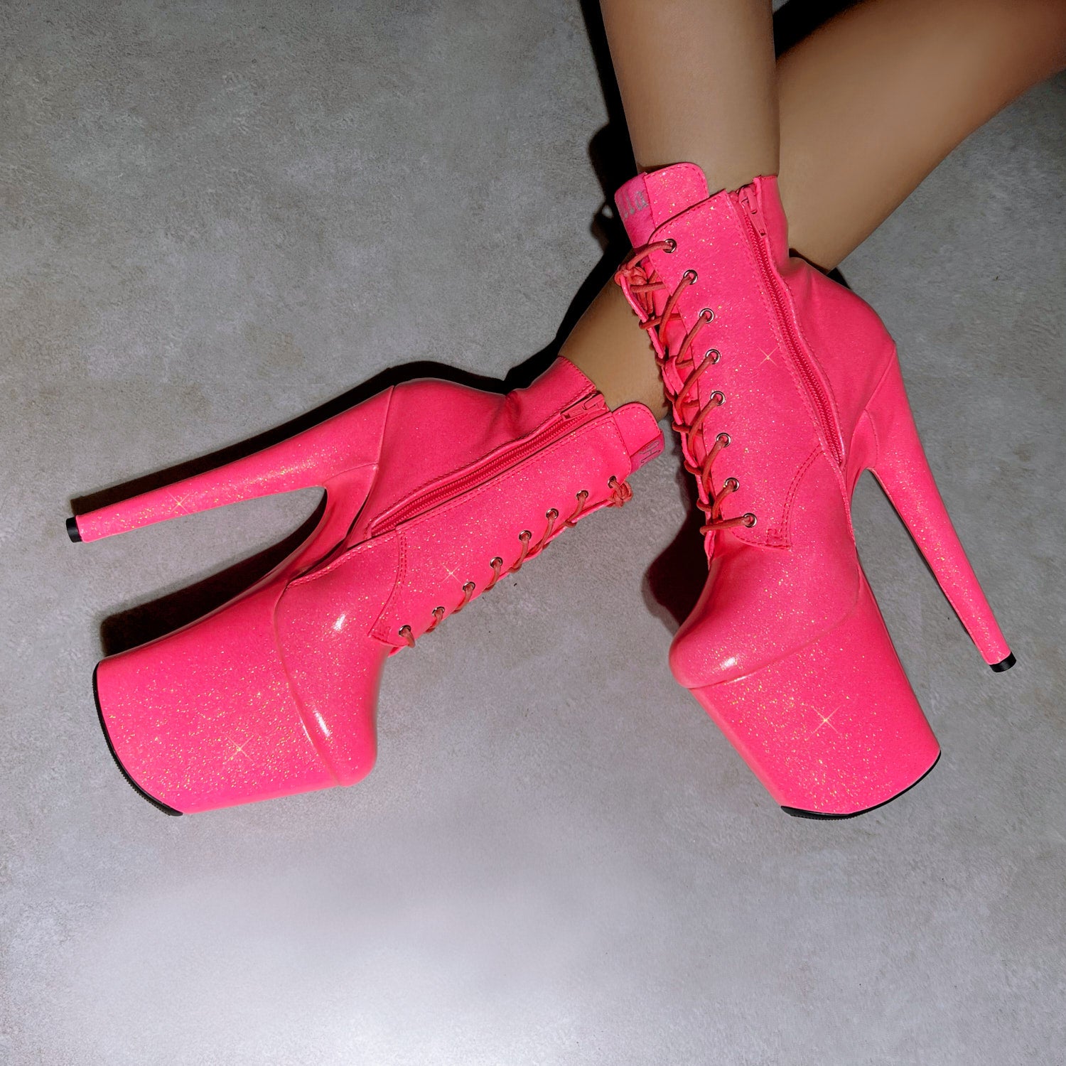 The Glitterati Ankle Boot - Juicy Pink Burst - 8 INCH