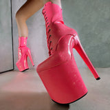 The Glitterati Boot - Juicy Pink Burst - Wide Fit - 8INCH