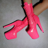 The Glitterati Boot - Juicy Pink Burst - Wide Fit - 8INCH