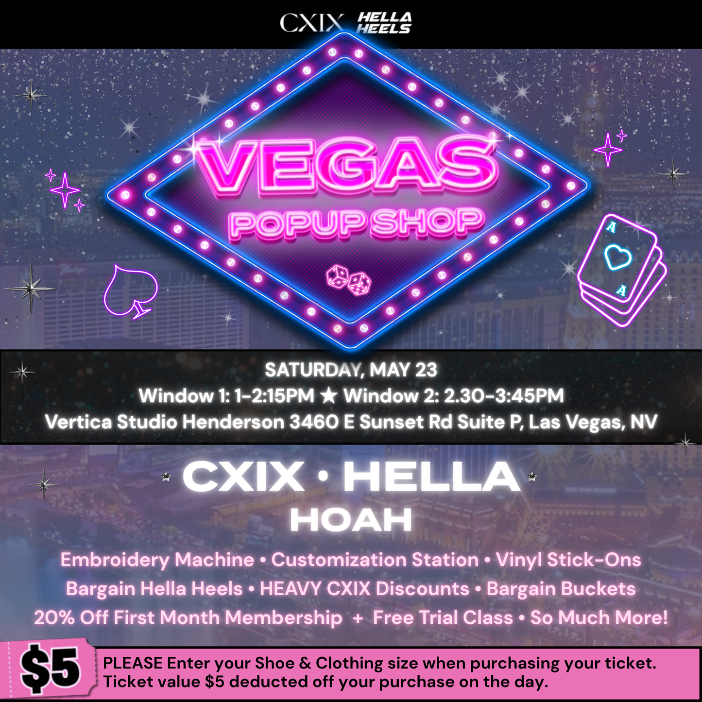 1ST Window: 1PM - 2.15PM - Vegas Warehouse Sale Ticket - May 23rd
