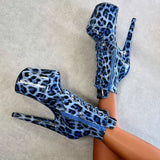 Blue Leopard Ankle Boot - 8 INCH, stripper shoe, stripper heel, pole heel, not a pleaser, platform, dancer, pole dance, floor work