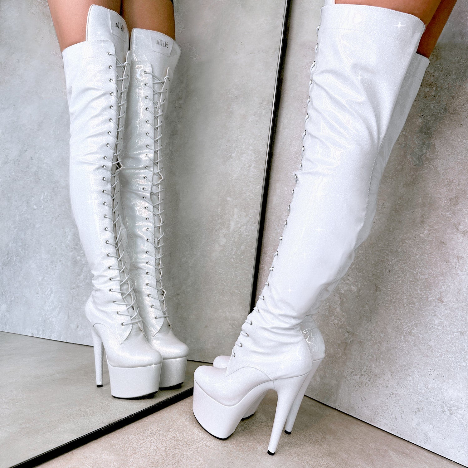 The Glitterati Thigh High - Snow Kween - 7 INCH