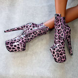 Purple Leopard Ankle Boot - 8 INCH, stripper shoe, stripper heel, pole heel, not a pleaser, platform, dancer, pole dance, floor work