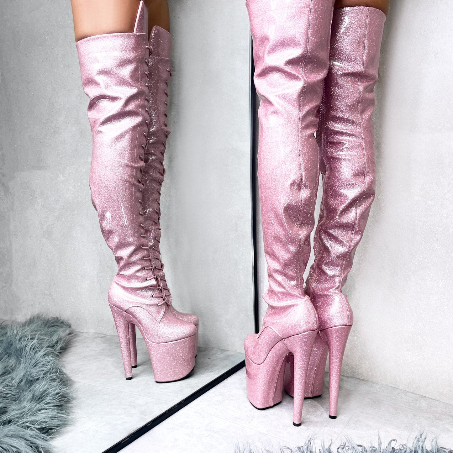 The Glitterati Thigh High Boot - Sugarbaby - 8 INCH