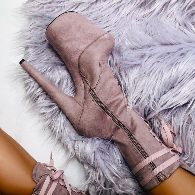 High Babydoll Lilac Mink - 8 INCH, stripper shoe, stripper heel, pole heel, not a pleaser, platform, dancer, pole dance, floor work