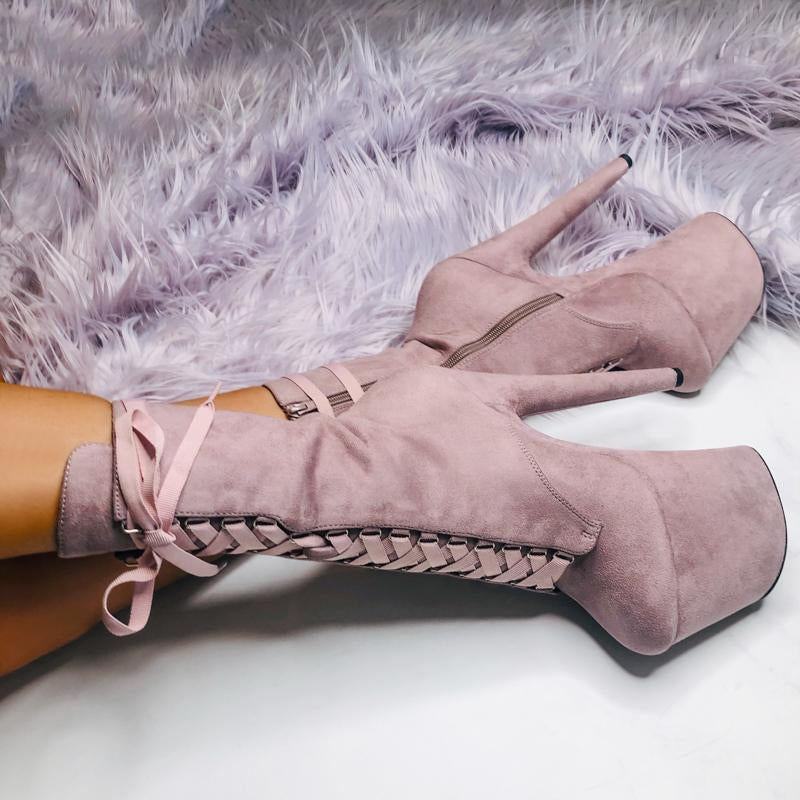 High Babydoll Lilac Mink - 8 INCH, stripper shoe, stripper heel, pole heel, not a pleaser, platform, dancer, pole dance, floor work