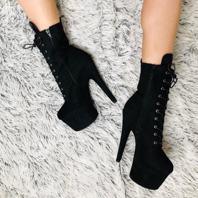 BabyDoll Black - 7 INCH, stripper shoe, stripper heel, pole heel, not a pleaser, platform, dancer, pole dance, floor work
