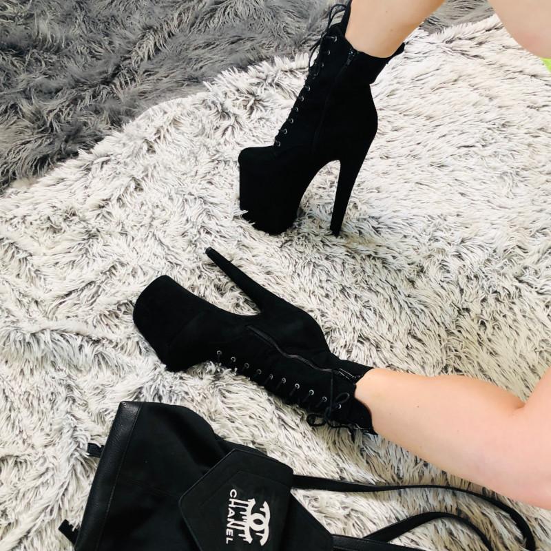 BabyDoll Black - 8 INCH, stripper shoe, stripper heel, pole heel, not a pleaser, platform, dancer, pole dance, floor work