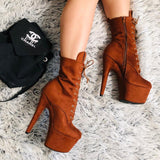BabyDoll Chestnut - 7 INCH, stripper shoe, stripper heel, pole heel, not a pleaser, platform, dancer, pole dance, floor work
