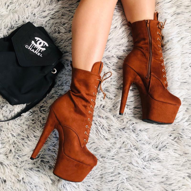 BabyDoll Chestnut - 7 INCH, stripper shoe, stripper heel, pole heel, not a pleaser, platform, dancer, pole dance, floor work
