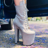 BabyDoll Light Grey - 8 INCH, stripper shoe, stripper heel, pole heel, not a pleaser, platform, dancer, pole dance, floor work