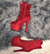 BabyDoll Dark Red - 7 INCH, stripper shoe, stripper heel, pole heel, not a pleaser, platform, dancer, pole dance, floor work