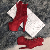 BabyDoll Dark Red - 7 INCH, stripper shoe, stripper heel, pole heel, not a pleaser, platform, dancer, pole dance, floor work