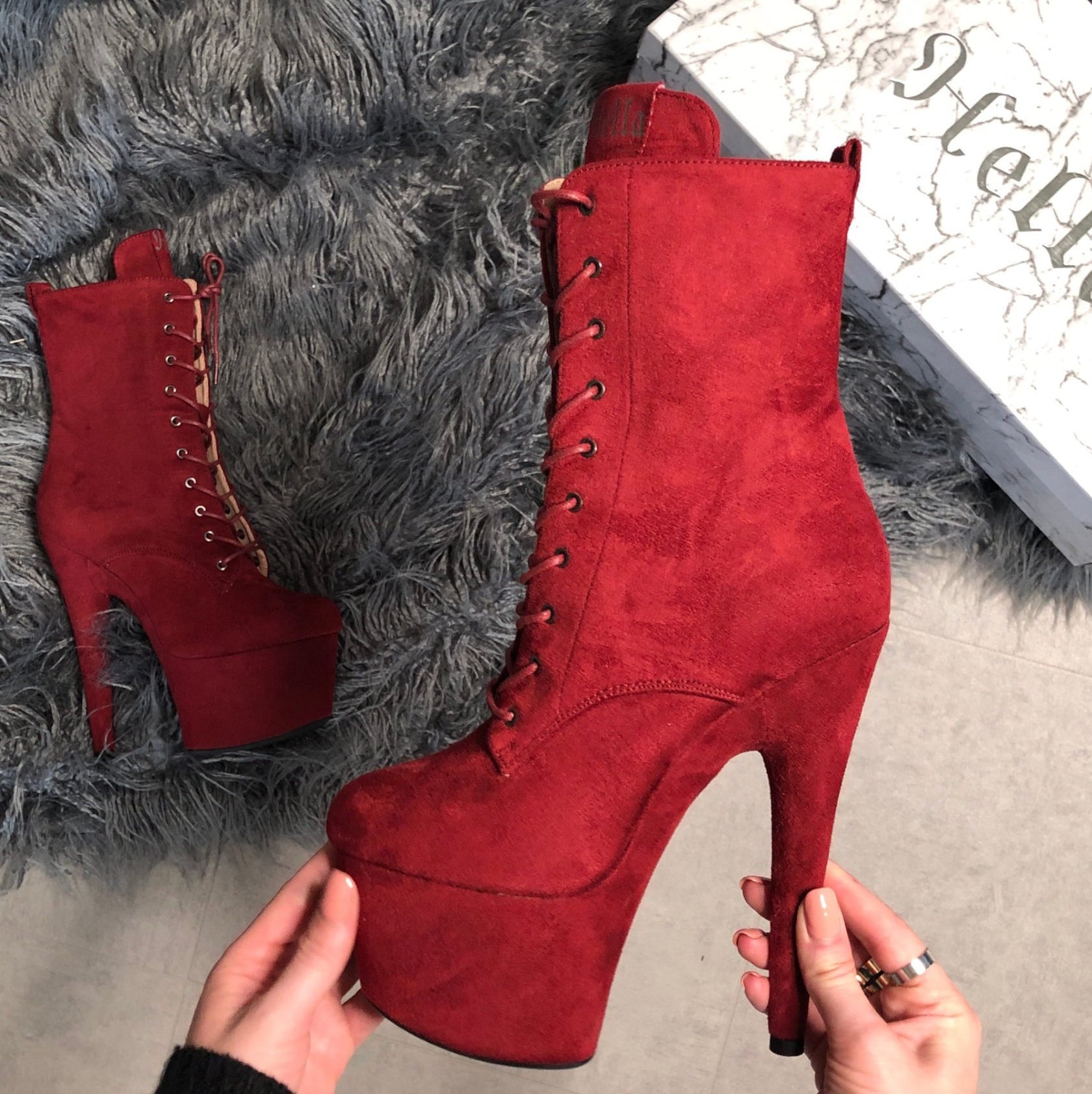 BabyDoll Dark Red - 7 INCH, stripper shoe, stripper heel, pole heel, not a pleaser, platform, dancer, pole dance, floor work