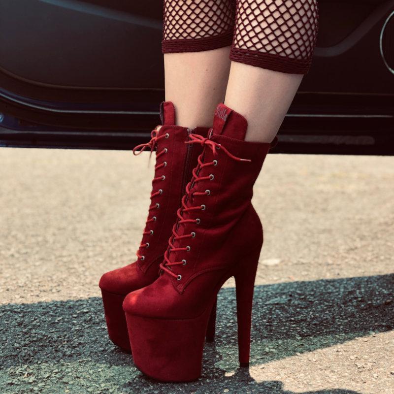 BabyDoll Dark Red - 8 INCH, stripper shoe, stripper heel, pole heel, not a pleaser, platform, dancer, pole dance, floor work