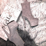 BabyDoll Light Grey - 7 INCH, stripper shoe, stripper heel, pole heel, not a pleaser, platform, dancer, pole dance, floor work