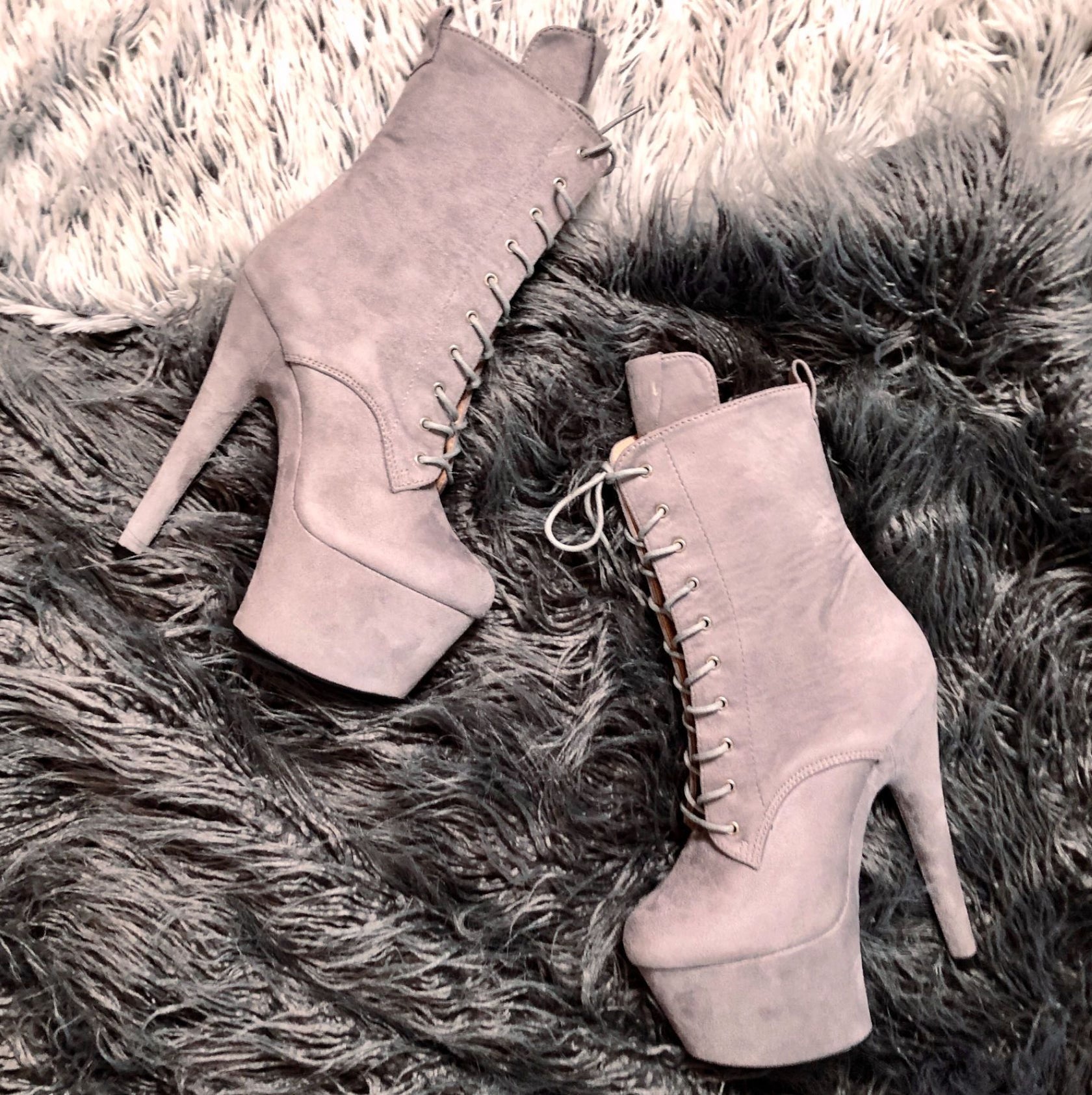 BabyDoll Light Grey - 7 INCH, stripper shoe, stripper heel, pole heel, not a pleaser, platform, dancer, pole dance, floor work