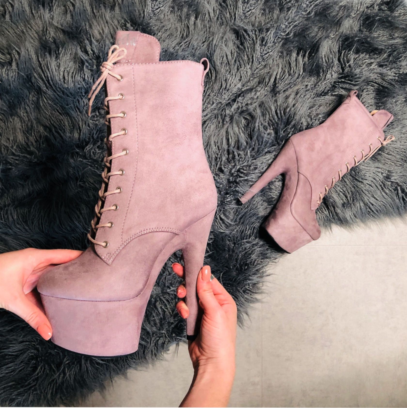 BabyDoll Lilac Mink -7 INCH, stripper shoe, stripper heel, pole heel, not a pleaser, platform, dancer, pole dance, floor work