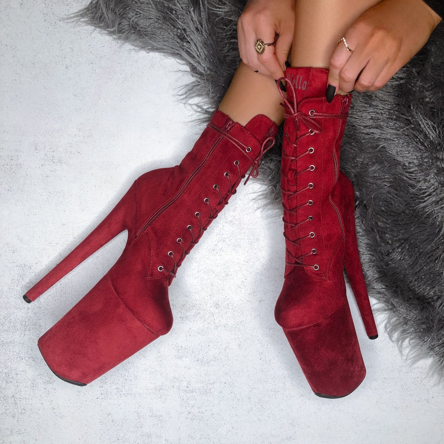 BabyDoll Dark Red - 9 INCH, stripper shoe, stripper heel, pole heel, not a pleaser, platform, dancer, pole dance, floor work