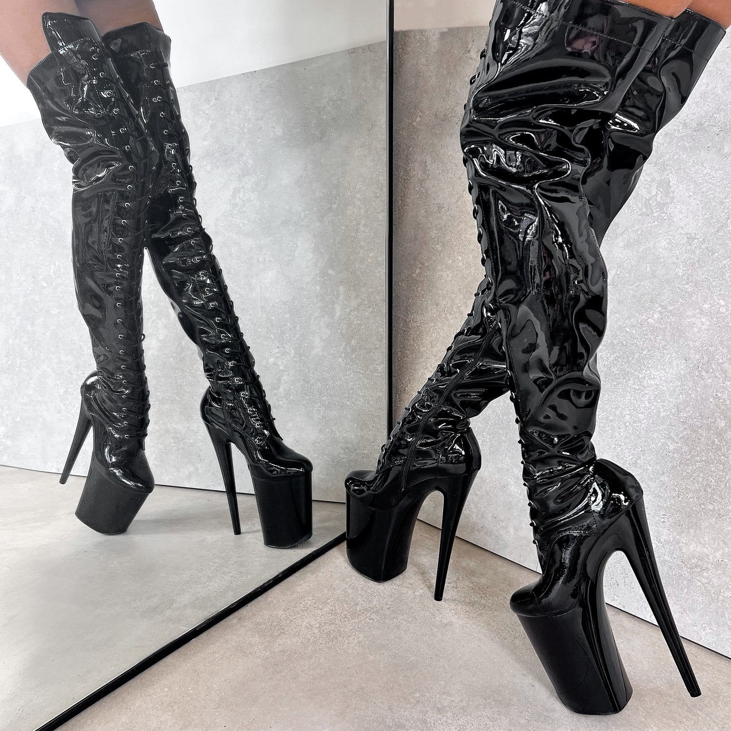 DREAM PAIRS Women's Over The Knee Thigh High Chunky Heel Boots Long Stretch  Sexy Fall Boots LAURENCE BLACK/PU Size 5 - Walmart.com