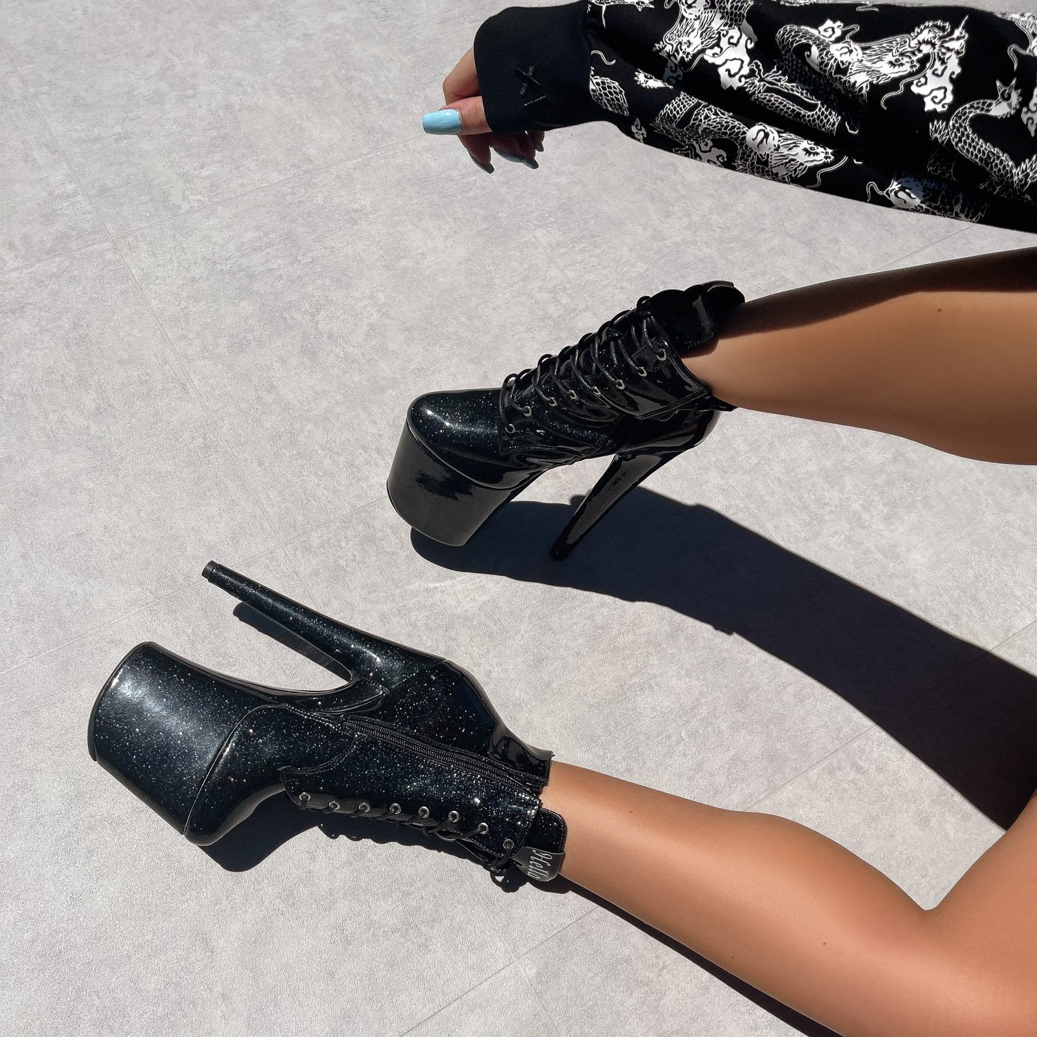 The Glitterati Ankle Boot - Sin City - 8 INCH, stripper shoe, stripper heel, pole heel, not a pleaser, platform, dancer, pole dance, floor work