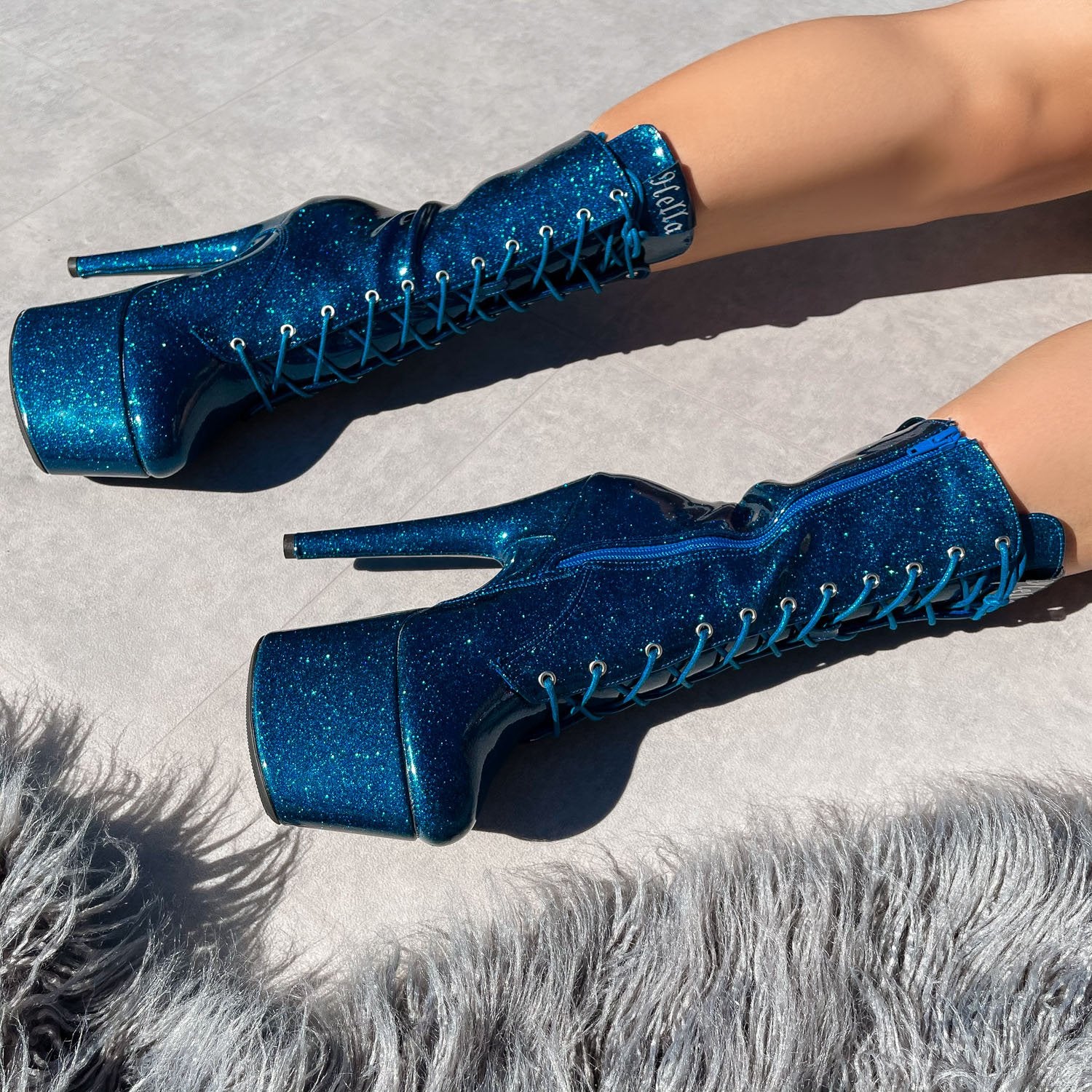 The Glitterati Boot - Skinny Dipping - 7 INCH, stripper shoe, stripper heel, pole heel, not a pleaser, platform, dancer, pole dance, floor work