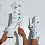 Butterfly Boot - Black - 7 INCH, stripper shoe, stripper heel, pole heel, not a pleaser, platform, dancer, pole dance, floor work
