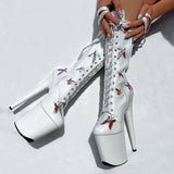 Butterfly Boot - Black - 7 INCH, stripper shoe, stripper heel, pole heel, not a pleaser, platform, dancer, pole dance, floor work