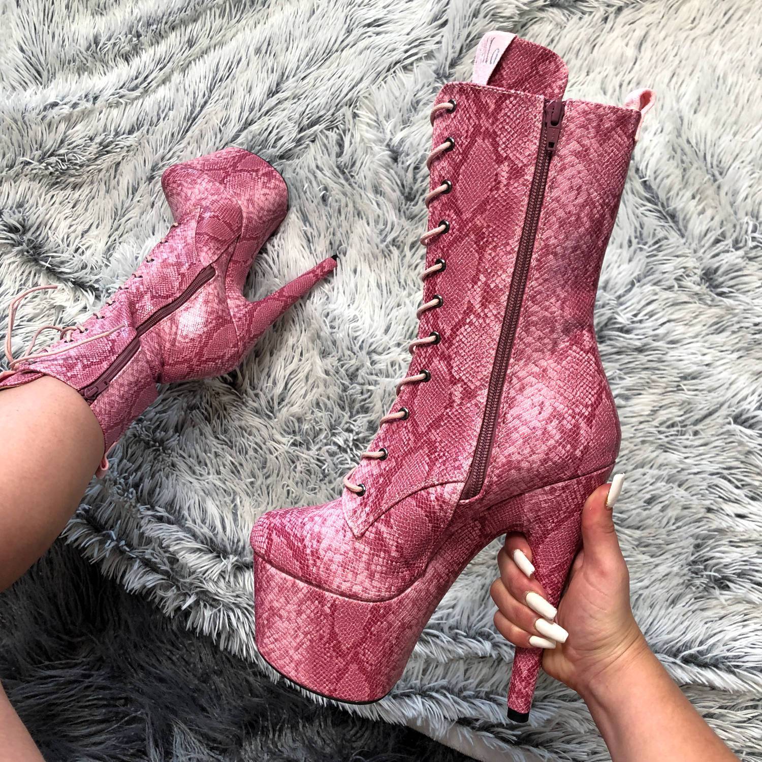 Candy Cobra Boot - 7 INCH, stripper shoe, stripper heel, pole heel, not a pleaser, platform, dancer, pole dance, floor work
